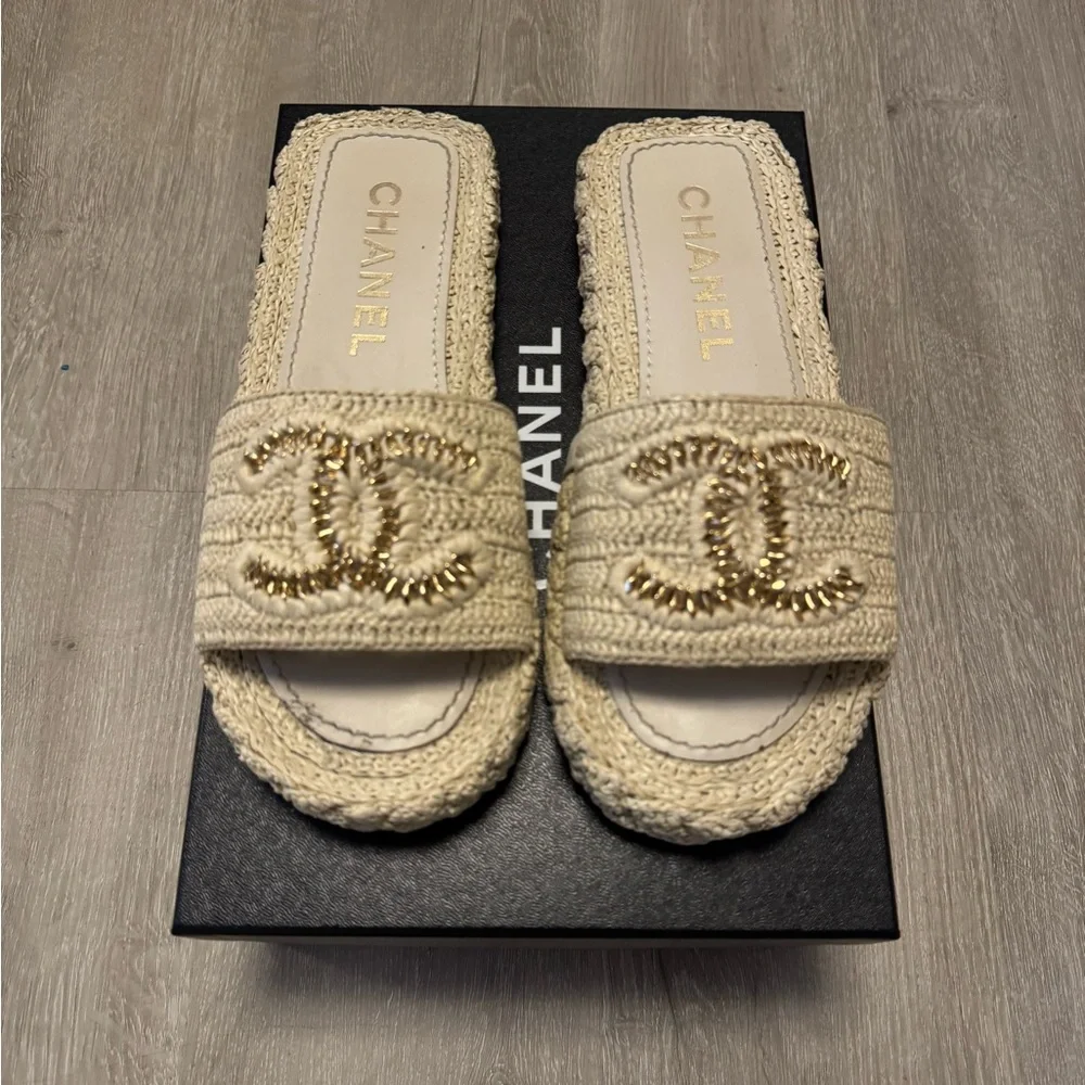 Chanel Beige Crochet Mules - Picture 3 of 8